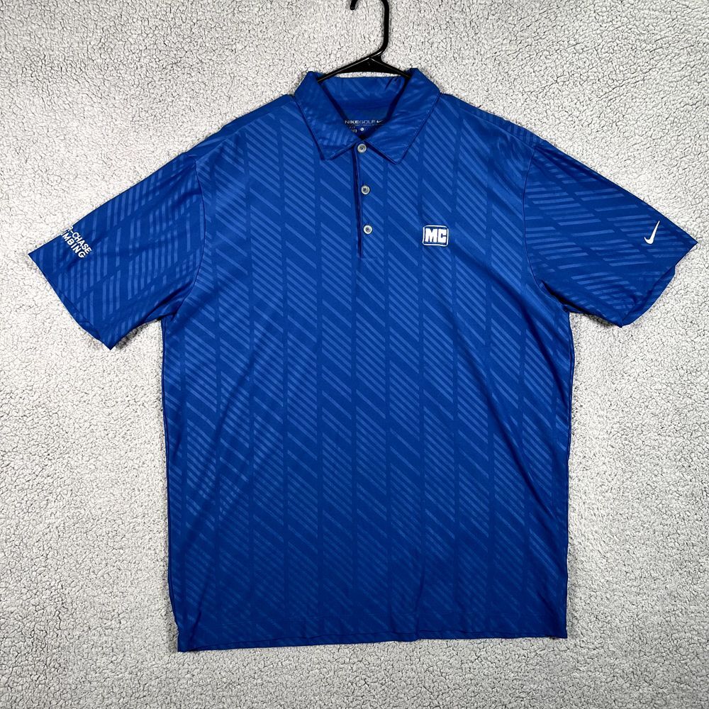 Nike Polo Shirt Mens Large Blue Active Golf Short Sleeve Performance Stretch - Picture 1 of 16